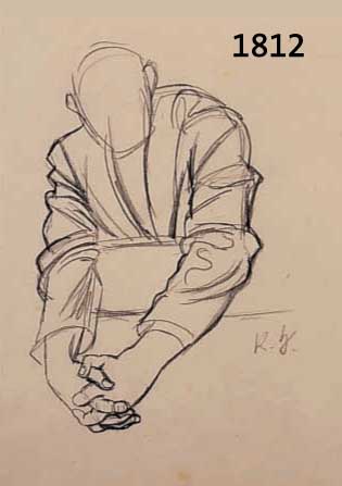 HUBBUCH, KARL, 1891 KARLSRUHE-1979, SITZENDER MANN, BLEISTIFTZEICHNUNG AUF PAPIER, RE. U. MONOGR., CA. 23 X 19 CM, PP, U.GL., R.