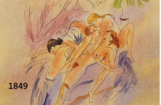 UNBEK. KÜNSTLER, EROT. DARSTELLUNG, AQUARELL, PP, CA. 21 X 26 CM, UNT. GL., RAHMEN