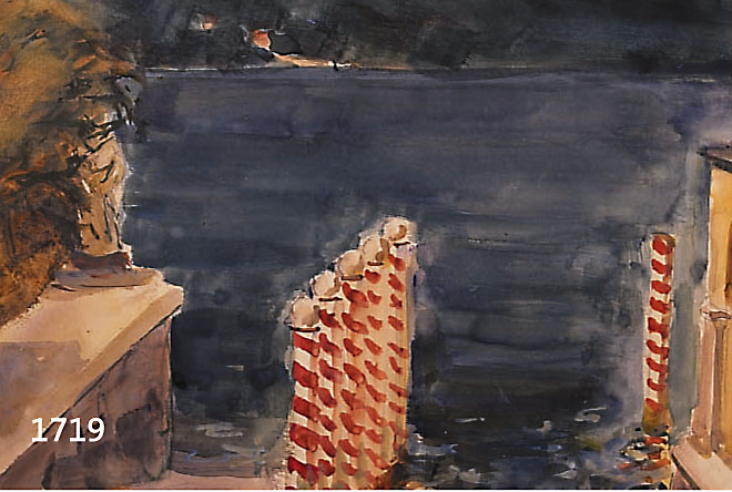 DILL, OTTO, 1884 NEUSTADT-1957 BAD DÜRKHEIM, AM LAGO MAGGIORE, AQUARELL/GOUACHE, RÜCKSEITIG NACHLAßSTEMPEL NR. 91A, RE. U. SIGN., CA. 22 X 30 CM, ...