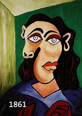 ECKINGER, FRANZ, GEB. AUGSBURG 1945, PORTRÄT NACH PICASSO, ÖL/HOLZ, RE. U. SIGN. UND DAT. 2001, CA. 70 X 53 CM, R.