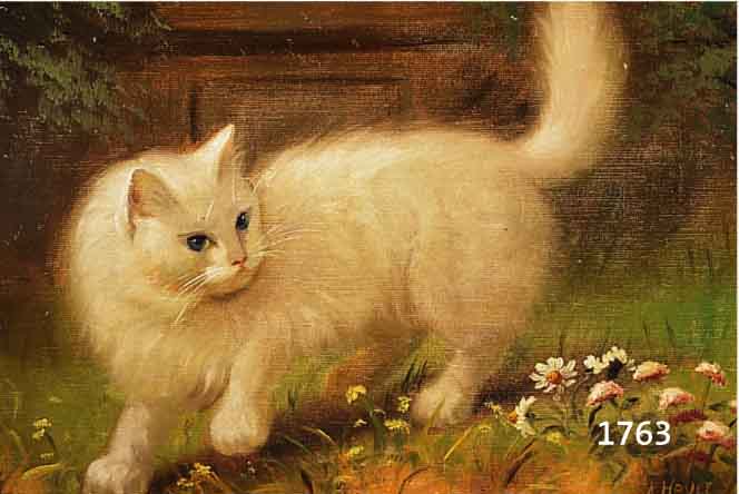 HEYER, ARTHUR, 1872 HAARHAUSEN-1931 BUDAPEST, LEBTE IN BERLIN UND AB 1896 IN BUDAPEST, HIER: WEIßE PERSERKATZE, ÖL/LWD AUF HOLZ AUFGEZOGEN, RE. ...