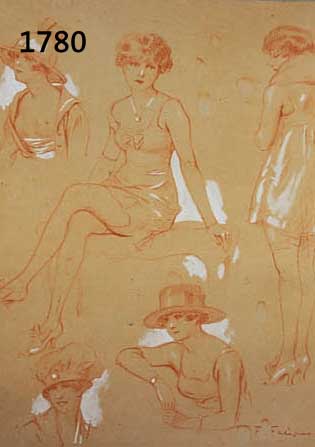 FABIANO, KÜNSTLER AUS PARIS, DER VORWIEGEND POSTKARTEN HERSTELLTE, UM 1910-20, DARST. VERSCHIEDENER DAMEN, RECHTS UNTEN SIGN., L. ALTERSSPUREN ...