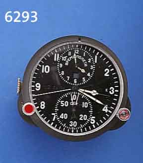 EINBAUBORDUHR, RUSSLAND UM 1992 FÜR MIG 29, ORIG. LAGERKISTE, METALL HERMETISCH VERSCHR., MINERALFLACHGL., MULTIFKT. (60 SEK.-STOPPZÄH- LER, ...