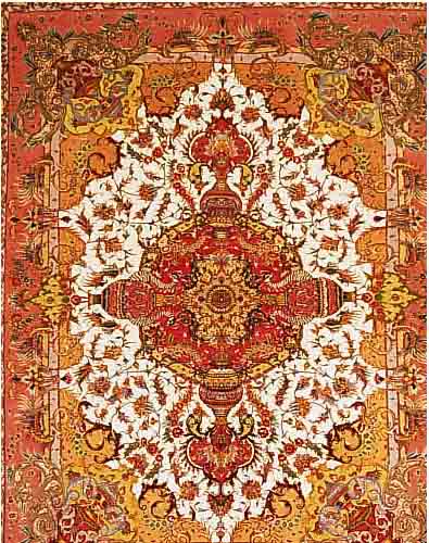 TÄBTÄBRIZ FEIN,PERSIEN CA 200 X 150 CM. .FLOR KORKWOLLE MIT SEIDE.EHZ 1-2.CA 10 JAHRE.CA 620.000 KN/QM.