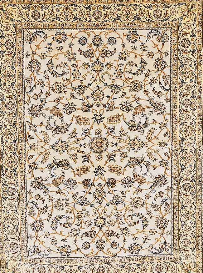NAINAIN FEIN,PERSIEN CA 205 X 150 CM. .EHZ 1-2 FLOR KORKWOLLE MIT SEIDE.CA 1 MIO KN/QM.CA 10 JAHRE.