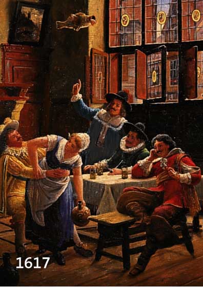 GIESSEL, WILHELM, ÖSTEREICH, ANFANG 20. JH., MITTELALTER- LICHE WIRTSHAUSSZENE, CA. 52 X 42 CM, R.