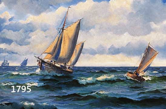 BILLE, VILHELM, 1864-1908, DÄNISCHER MALER, SEGELSCHIFF UND -BOOT AUF SEE, ÖL/LWD, RE. U. SIGN., CA. 48 X 66 CM, R.