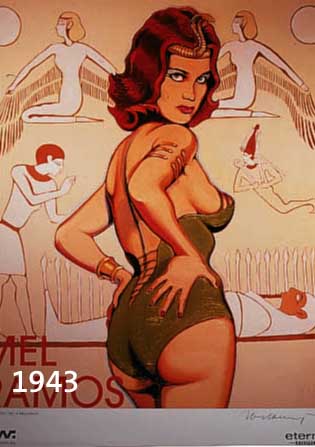 RAMOS, MEL, GEB. 1935, PLAKAT ZUR AUSST. IM MUSEUM FÜR MODERNE KUNST PASSAU 1999, RE. U. HANDSIGNIERT, CA. 83 X 59 CM