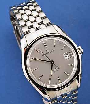 ETERNA MATIC HERRENARMBANDUHR KONTIKI, SCHWEIZ UM 1995, UNGETR. LAGERWARE, EDELST. INCL. EDELST.-BD., TEILW. SAT., TEILW. POL., BOD. U. KRONE ...