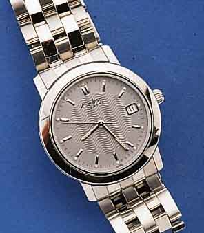 KOLBER HERRENARMBANDUHR AUTOMATIK, EDELST. INCL. EDELST.-BD. M. DOPPELTER UNSICHTB. FALT- SCHL., TEILW. SAT., TEILW. POL., BEIDS. ...