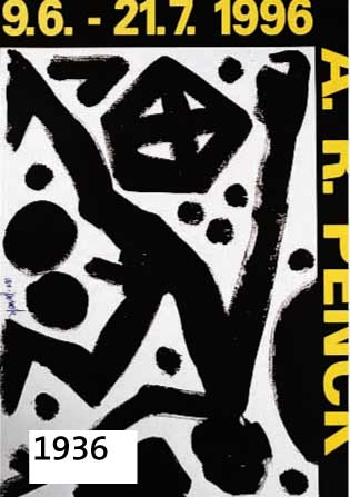 PENCK, A.R., GEB. 1939, KONVOLUT: PLAKAT ZUR AUSSTELLUNG MANNHEIM 1996, HANDSIGN., CA. 83 X 59 CM; DAZU POSTKARTENMULTIPLE, HANDSIGNIERT, CA, 10 X ...