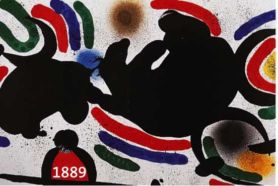 MIRO, JOAN, 1893-1983, DREI DOPPELBLATT- GROßE FARBLITHOGRAPHIEN AUS LITHOGRAPH I VON 1972, BUGFALTEN, JE CA. 32 X 49 CM, PP, U.GL., R.