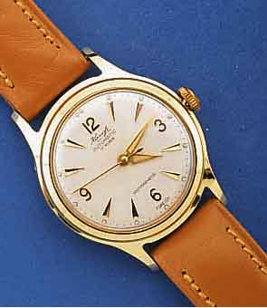 KONVOLUT: 2 HERRENARMBANDUHREN, AUTOMATIK, F. D. DEUT. MARKT, DEUTSCHE PRODUKTION UM 1958 , BEID. METALL M. GG-AUFL., ORIG. LEDERBD., UNGETR. ...