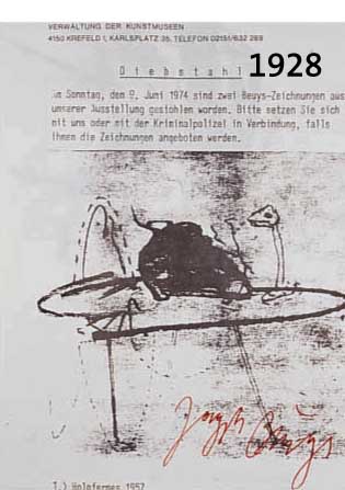 BEUYS, JOSEPH, 1921-1986, DIEBSTAHLSANZEIGE KAISER WILHELM MUSEUM, OFFSET, HANDSIGNIERT, CA. 29,5 X 21 CM