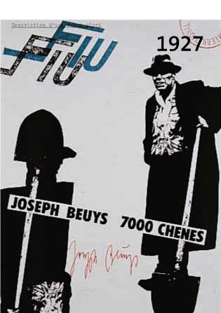 BEUYS, JOSEPH, 1921-1986, 7000 EICHEN, OFFSET, HANDSIGN. UND MIT FIU- STEMPEL, CA. 29 X 21 CM