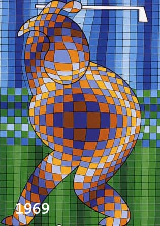 VASARELY, VIKTOR, 1908-1997, GOLFSPIELER, FARBSERIGRAPHIE, HANDSIGN. UND NUM. 31/35 AP, CA. 34 X 25 CM