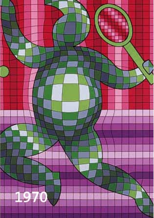 VASARELY, VIKTOR, 1908-1997, TENNISSPIELER, FARBSERIGRAPHIE, HANDSIGNIERT UND NUM. 286/300, CA. 34 X 25 CM