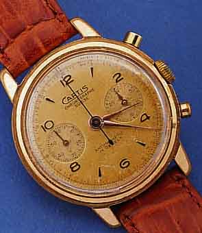 KONVOLUT: 2 ARMBANDCHRONOGRAPHEN, M. VERSCH. LANDERON-KAL., 1X BEZ. TITUS, METALL NACHVER- CHR., BOD. U. GLASRD. AUFGEDR., SCHWEIZ UM 1944, ...