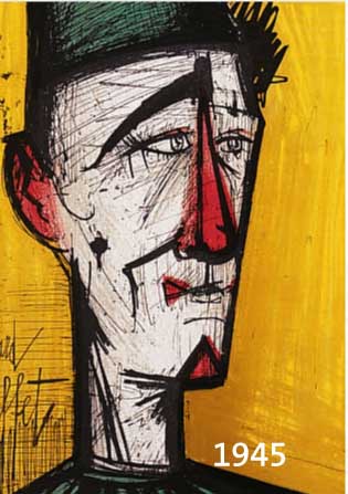 BUFFET, BERNARD, 1928-2000, CLOWN JOJO UND LA ROUTE DE VILLAGE, ZWEI FARBLITHOGAPHIEN VON 1967, IM STEIN SIGN., JE CA. 31 X 23 CM,PP