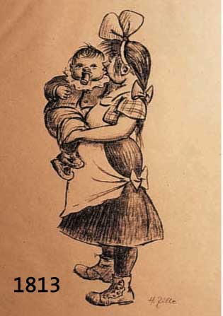 ZILLE, HEINRICH, 1858-1929, MÄDCHEN MIT SCHLEIFE, LITHOGRAPHIE VON 1919 AUS KOMM, KALINKEN, KOMM, WVZ ROSENBACH NR. 178, CA. 41 X 29 CM, PP, ...
