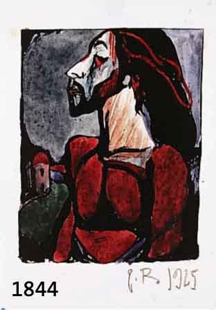 ROUAULT, GEORGES, 1871-1958, JESUS CHRISTUS, AQUARELLIERTER HOLZSCHNITT VON 1925, HAND- MONOGR. UND DAT., ENTSTANDEN FÜR STARA RISE IN MÄHREN, ...