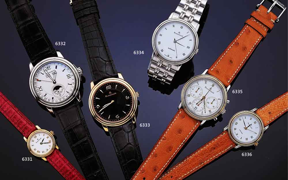 BLANCPAIN ARMBANDCHRONOGRAPH, SCHWEIZ UM 1980, UNGETR., EDELST. POL., BODEN U. GLASR. GEDR., BEI FERTIGST. WASSERGESCH., SAPHIR- FLACHGL., MATT ...