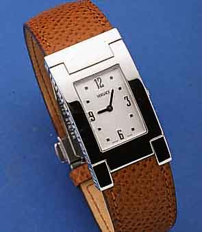 VERSACE DESIGNERHERRENARMBANDUHR, EDELST., BEWEGL. BANDANST., BOMB. SAPHIRGL., BODEN 4-FACH VERSCHR., HIGH-TECH-QUARTZW., ORIG.- ETUI, DIV. ...
