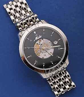 MIDO HERRENARMBANDUHR SERIE JUBILEE/1918, SCHWEIZ UM 1999, EDELST. POL. INCL. EDELST.- BAND M. DOPPELTER, UNSICHTB. FALTSCHL., SAPHIRFLACHGL., ...