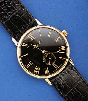 M & M HERRENARMBANDUHR, FLACH, ELEGANT, SCHWEIZ UM 1996, METALL HARTVERG., EDELST.- BODEN GEDR., 17 ST., HANDAUFZUG, BASISKAL. PESEUX 7001, ...