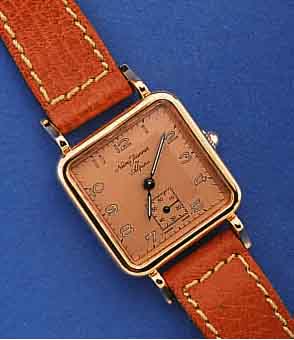 ALPINA DAMENARMBANDUHR DESIGN NUMA JEANNIN, REPLIKA 1938, SCHWEIZ 1985, METALL HARTVERG., EDELST.-BODEN GEDR., MINERALFLACHGL., 2-FARB. ROTVERG. ...