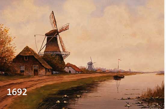 BROUWER, JAC., WOHL HOLL. MALER, ANFANG DES 20. JH., LANDSCHAFT MIT WINDMÜHLEN, GOUACHE AUF VELIN, SIGNIERT, CA. 33.5 X 48.5 CM, U.GL. R.