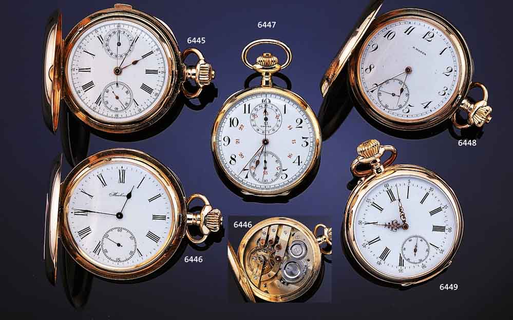 LE COULTRE HERRENTASCHENUHR LEPINE, REF.NR. 96239, FRANKREICH UM 1896, RG 750/000 2-TEIL. EMAILBL., VERSCHL. SCHMUCKMONOGR. GB, GOLD- CUV., ...