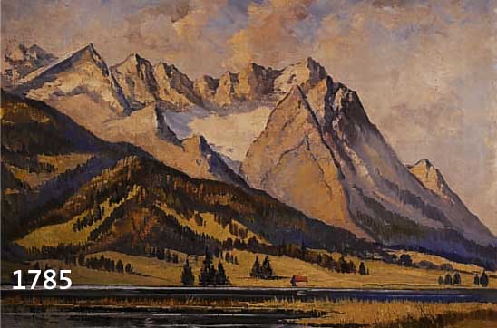 KÖHRER, JULIUS, GEB. 1897 MÜNCHEN, SÜDDEUTSCHER LANDSCHAFTSMALER, WIRKTE IN MÜN- CHEN UND STUTTGART, HIER: DAS WETTERSTEIN- MASSIV, ÖL/LWD, ...