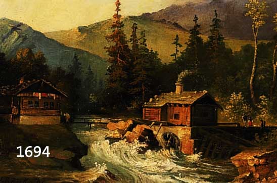 RÖNCKE, N., KÜNSTLER DES 19./20. JH., WASSERMÜHLE IN DEN BERGEN, ÖL/LWD, SIGN., CA. 23 X 29 CM, R.