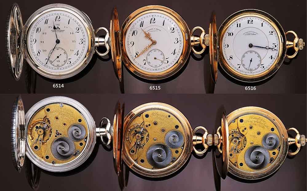 DEUTSCHE UHRENFABRIKATION A. LANGE & SÖHNE SAVONETTE HERRENTASCHENUHR, DEUTSCHLAND UM 1950, FERTIGUNGSNR. 73516, GG 585/000, FORM LUCIA, 3-TEIL. ...