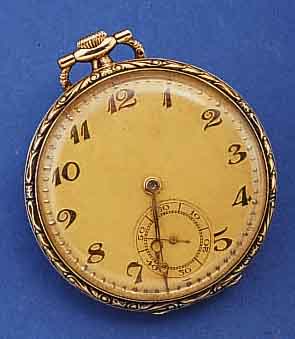 HERRENTASCHENUHR ANONYM, SCHWEIZ UM 1925, 18 CT. GG, RÄNDER WIE BÜGEL RELIEF., VERG. BL., FLACHE AUSF., 17 ST., BRÜCKENANKERWERK, KOMP.- UNR., ...