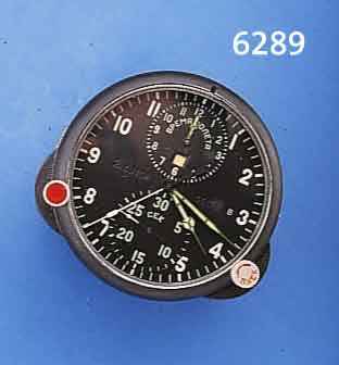 EINBAUBORDUHR, RUSSLAND UM 1992 FÜR MIG 29, ORIG. LAGERKISTE, METALL HERMETISCH VERSCHR., MINERALFLACHGL., MULTIFKT. (30MIN.-STOPPZÄHLER , ...