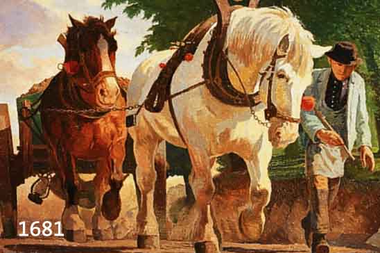 UNBEKANNTER MALER DER ZÜGEL-SCHULE, 40ER JAHRE, BAUER MIT PFERDEKARREN, ÖL/LWD, CA. 62 X 84 CM, RAHMEN