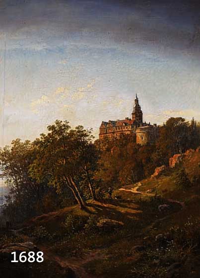 KRÄMER, HEINRICH, GEB. 1886 MÜNCHEN, LEBTE IN BERLIN, BURG FALKENSTEIN IM HARZ, ÖL/LWD, RE. U. SIGN., FEINE LASIERENDE MALEREI, ALTERSBEDINGT ...