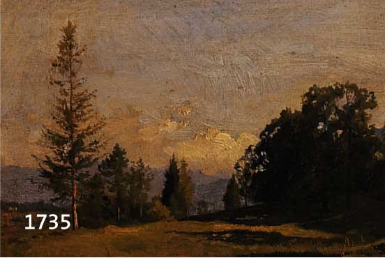 ROUX, CARL, 1826 HEIDELBERG-1894 MANNHEIM, MITTELGEBIRGSLANDSCHAFT MIT VEREINZELTEN BÄUMEN, ÖL/MALKARTON, RE. U. SIGN., CA. 24 X 35 CM, R.