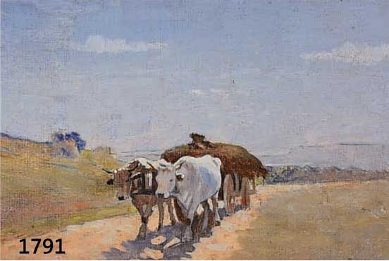 GEORGESCU, N., GEB. BUKAREST 1908, ZWEI GEMÄLDE: PFEIFERAUCHENDER MANN MIT GEIGE IN WINTERLANDSCHAFT, ÖL/MALKARTON, LI. U. SIGN., CA. 22 X 13,5 ...