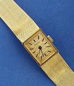 OPTIMA DAMENGOLDBANDUHR, SCHWEIZ F. D. DEUT- SCHEN MARKT UM 1964, GG 750/000, BOD. AUFGEDR. , FORMANKERWERK, 17 ST., HANDAUFZUG, INCABL., STOßGES., ...