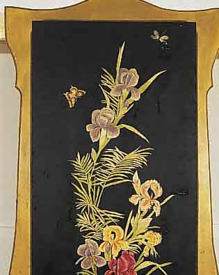 BLATTSTICHSICKEREI MIT RAHMEN, DT.,100 X 53CM, BZW.140 X 70CM, SEIDE AUF SEIDE, UM 1900. EHZ 3-4