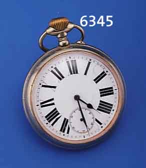DIENSTUHR (POST, BANK, BAHN, BÜRO), GROßES METALLGEH., D. CA. 79 MM, SCHWEIZ UM 1900, EMAILBL. M. FETTEN RÖM. STUNDENZEICHEN, FEIN- ...