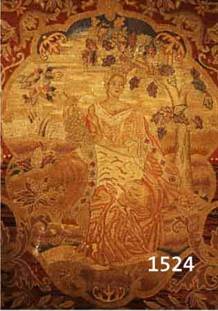 TEILE EINES GOBELINS, FRANKREICH, 18. JH., FEINE HANDARBEIT, DARSTELLUNG EINER JUNGEN DAME IN LANDSCHAFT, CA. 61 X 48 CM