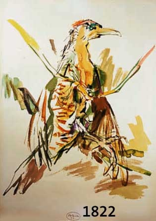 KOKOSCHKA, OSKAR, 1886-1980, VOGEL, FARBLITHOGRAPHIE VON 1972, MITTIG UNTEN STEMPELSIGNATUR, BLATTGR. CA. 65 X 48 CM, RÄNDER LEICHT GEBRÄUNT