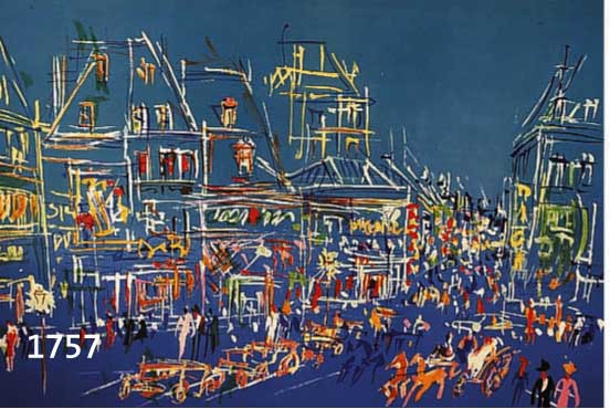 DUFY, JEAN, LE HAVRE 1888-1964 BOOSSAY, VUE DE PARIS, FARBLITHOGRAPHIE NACH EINEM ÖLGEMÄLDE, RE. U. HANDSIGNIERT, LI. U. NUM. 119/225, CA. 48 X ...
