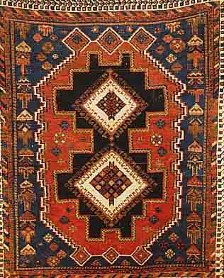 GASHGAI, PERSIEN, 148 X 125CM, EHZ 4-5 WOLLE AUF WOLLE, CA.60 JAHRE