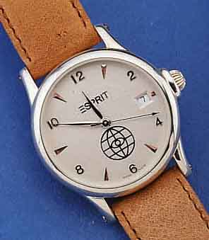 ESPRIT DESIGNERARMBANDUHR, GLEICHNAMIGER FIRMA, SCHWEIZ UM 1994, STERLINGSILBER (925), AUTOMATIK M. ZENTRALSEK. U. DAT., KRONE M. FLANKENSCHUTZ, ...