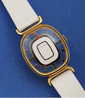 JUVENIA DAMENARMBANDUHR, SOG. COCKTAILS-WATCH, SCHWEIZ, UNGETR. LAGERW., STILTYP. 1960, METALL HARTVERG., SKEL. STUNDENZEICHEN, BEIDS. VERGL., ...